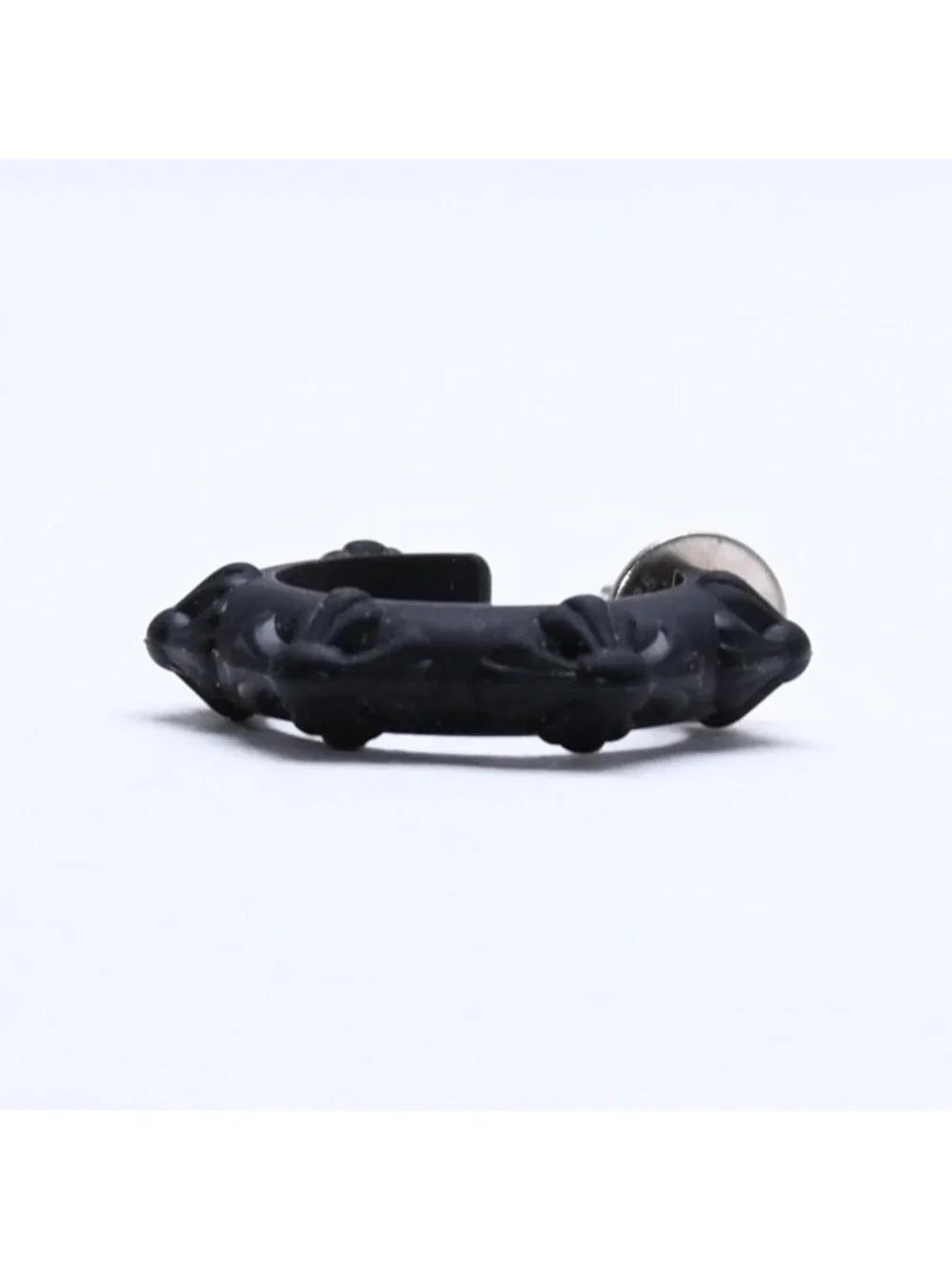 Chrome Hearts Rubber Hoop Cross Small Band Silicon Earrings Black